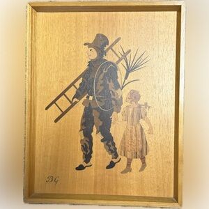 Buchschmid & Gretaux Marquetry Wood Inlay work Germany Chimneysweep & daughter